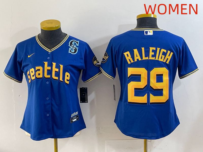 Women 2025 Seattle Mariners #29 Raleigh Blue City Edition Nike MLB Jersey style 9->women mlb jersey->Women Jersey